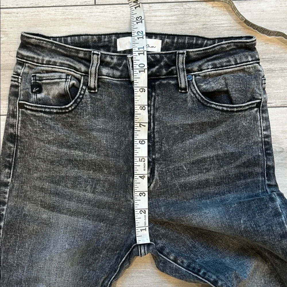 KanCan Nylah super skinny high ride jeans in black acid wash size 28